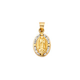 14K Yellow Gold Oval CZ Our Lady Of Guadalupe Pendant