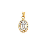 14K Two Tone Gold CZ Divine Infant Jesus Pendant