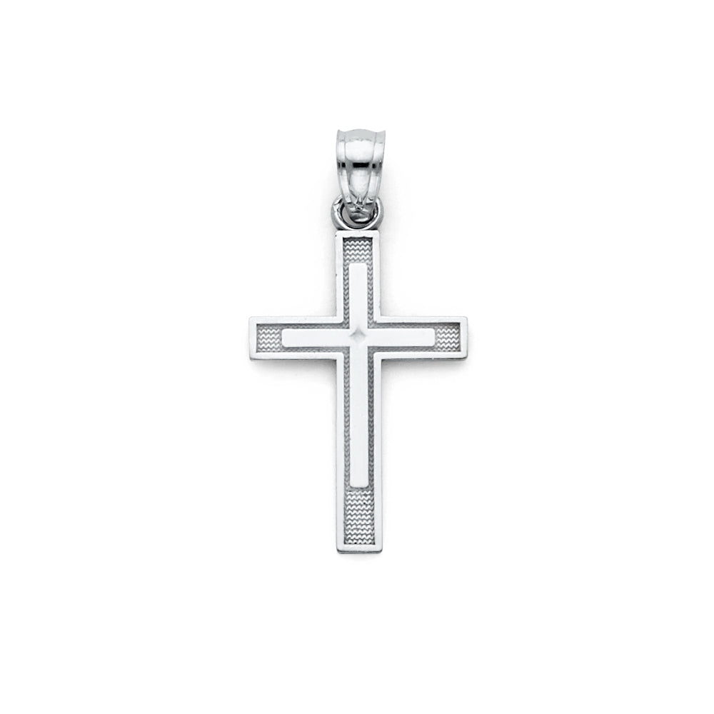 14K White Gold Latin Cross Pendant