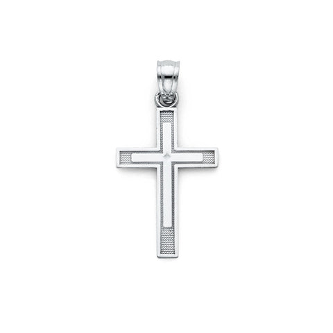 14K White Gold Latin Cross Pendant