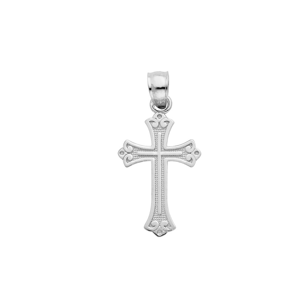 14K White Gold Cross Small Pendant