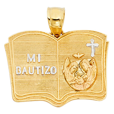 14K Tri Color Gold Baptism Pendant