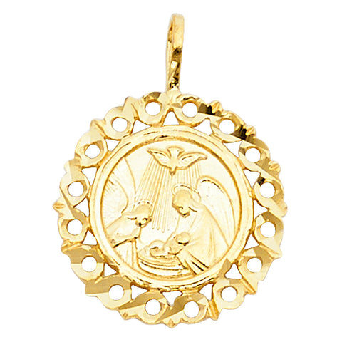 14K Yellow Gold 15mm Round Baptism Pendant