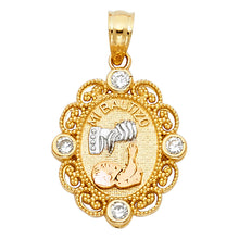 Load image into Gallery viewer, 14K Tri Color Gold CZ Baptism Pendant