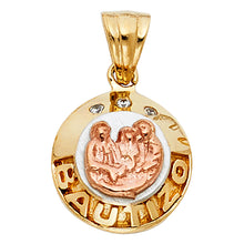 Load image into Gallery viewer, 14K Two Tone Gold CZ Baptism Pendant