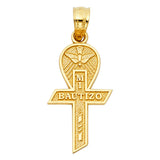 14K Yellow Gold 6mm Baptism Cross Pendant