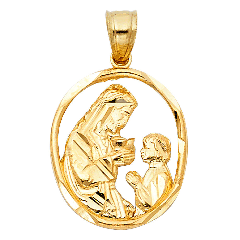 14K Yellow Gold Oval Communion Pendant