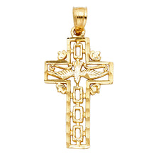 Load image into Gallery viewer, 14K Yellow Gold Cross With Holy Spirit Dove Pendant