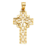 14K Yellow Gold Cross With Holy Spirit Dove Pendant