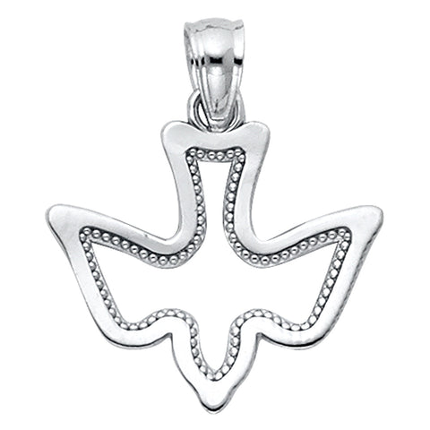 14K White Gold Espiritu Santo Dove Pendant