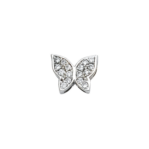 14K White Gold CZ Butterfly Pendant