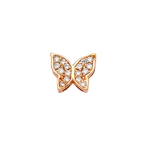 14K Pink Gold CZ Butterfly Pendant