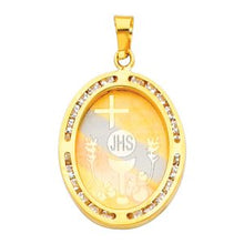 Load image into Gallery viewer, 14K Tri Color Gold CZ First Communion Pendant