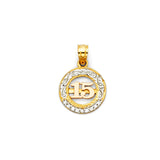 14K Tri Color Gold CZ 15 Years Pendant