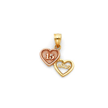 Load image into Gallery viewer, 14K Two Tone Gold 15 Years Heart Pendant