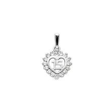 Load image into Gallery viewer, 14K White Gold CZ 15 Years Heart Pendant