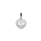 14K White Gold CZ 15 Years Heart Pendant