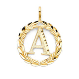 14K Yellow Gold Initial Wreath Pendant