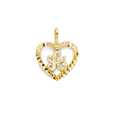 14K Yellow Gold Initial Heart Pendant