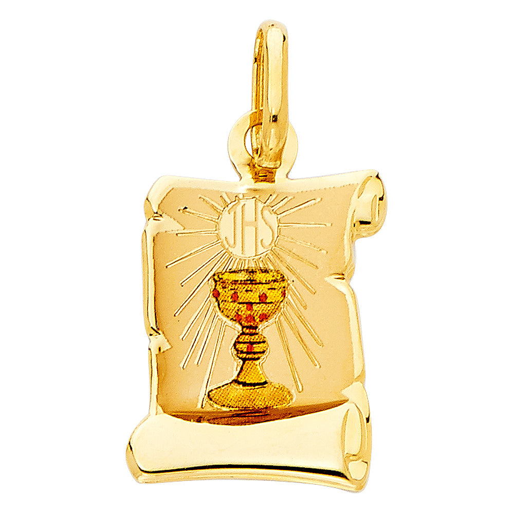 14K Yellow Gold First Communion Picture Pendant