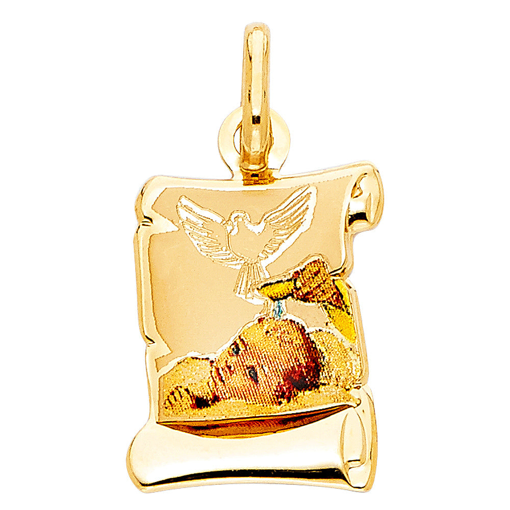 14K Yellow Gold Baptism Picture Pendant