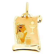 Load image into Gallery viewer, 14K Yellow Gold First Communion Picture Girl Pendant