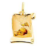 14K Yellow Gold 15mm Baptism Picture Pendant