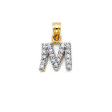 14K Two Tone Gold CZ Initial Pendant