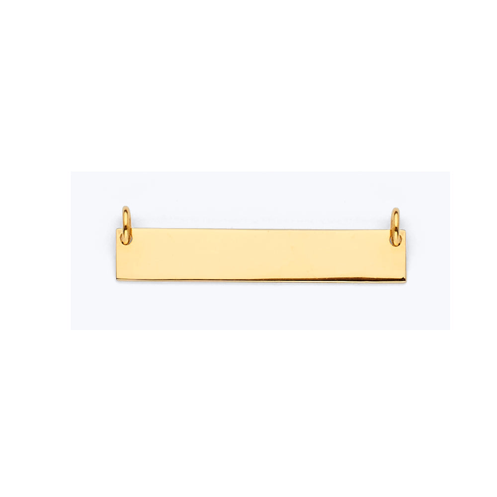 14K Yellow Gold Rectangle Plain ID Pendant For Necklace