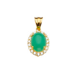 14K Yellow Gold Jade Pendant Or Set