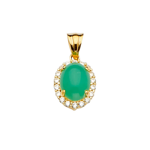 14K Yellow Gold Jade Pendant Or Set