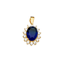 Load image into Gallery viewer, 14K Yellow Gold Blue CZ Pendant Or Set