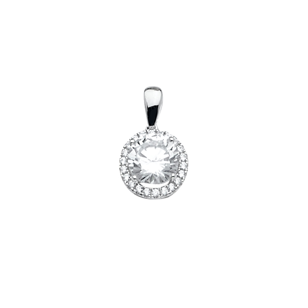 14K White Gold CZ Pendant Or Set