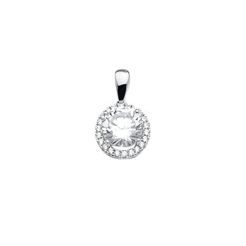 14K White Gold CZ Pendant Or Set