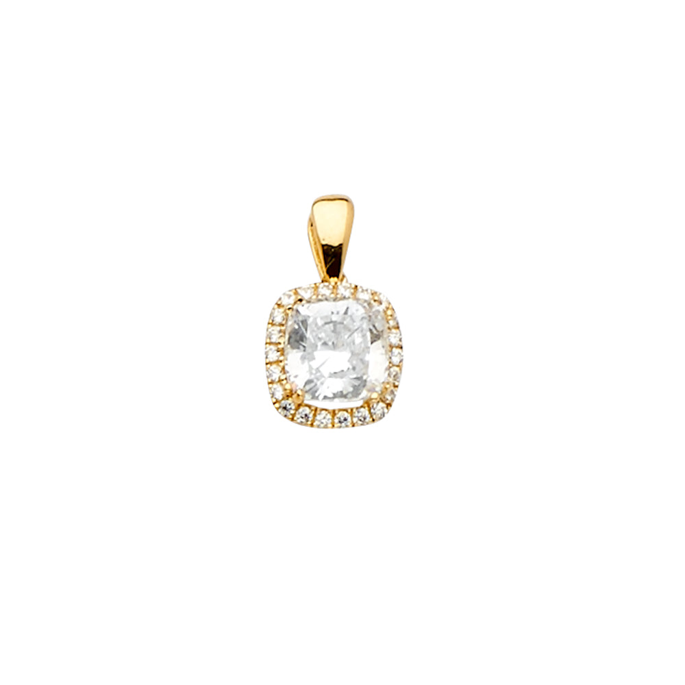 14K Yellow Gold Square CZ Pendant Or Set