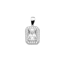 Load image into Gallery viewer, 14K White Gold Square CZ Pendant Or Set