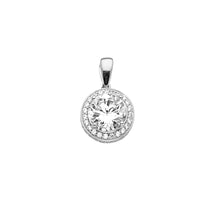 Load image into Gallery viewer, 14K White Gold Round CZ Pendant Or Set