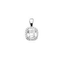 Load image into Gallery viewer, 14K White Gold CZ Square Pendant Or Set