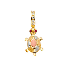 Load image into Gallery viewer, 14K Tri Color Gold CZ Turtle Pendant Or Set