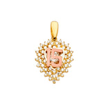 14K Two Tone Gold 13mm CZ 15 Years Pendant Or Half Set