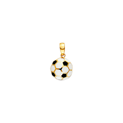 14K Yellow Gold 11mm Enamel Soccer Ball