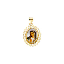 Load image into Gallery viewer, 14K Yellow Gold Guadalupe Picture Oval Medal On Mother Of Pearl Pendant