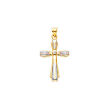 Load image into Gallery viewer, 14K Tri Color Hollow Fancy Cross Pendant