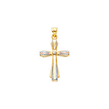 14K Tri Color Hollow Fancy Cross Pendant