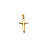 14K Two Tone Gold Hollow Fancy Cross Pendant