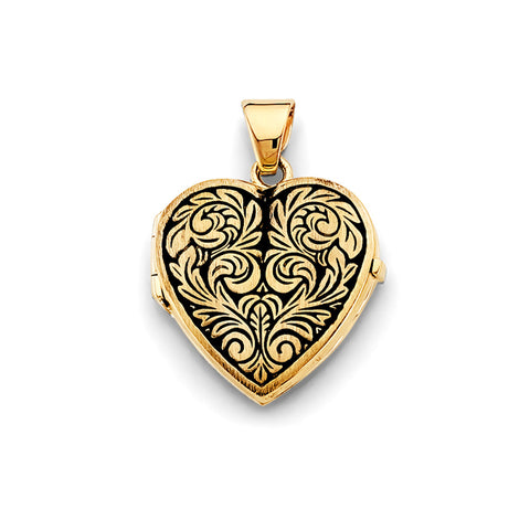 14K Yellow Gold Heart Locket Pendant