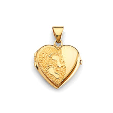 Load image into Gallery viewer, 14K Yellow Gold Heart Footprints Locket Pendant