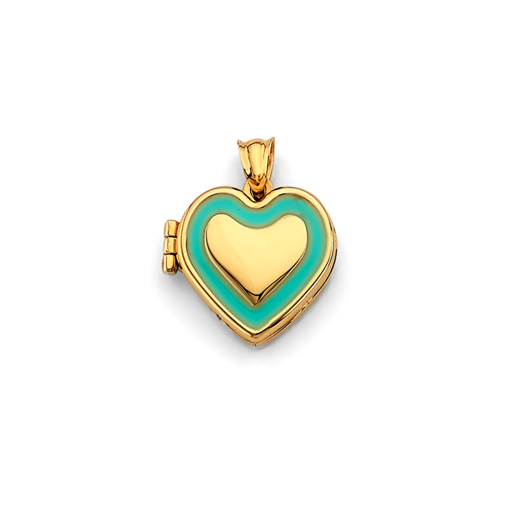 14K Yellow Gold Double Heart Locket Pendant