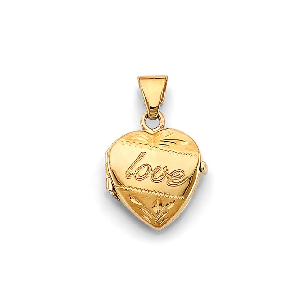 14K Yellow Gold Love Heart Locket Pendant