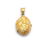 14K Yellow Gold Oval Flower Locket Pendant